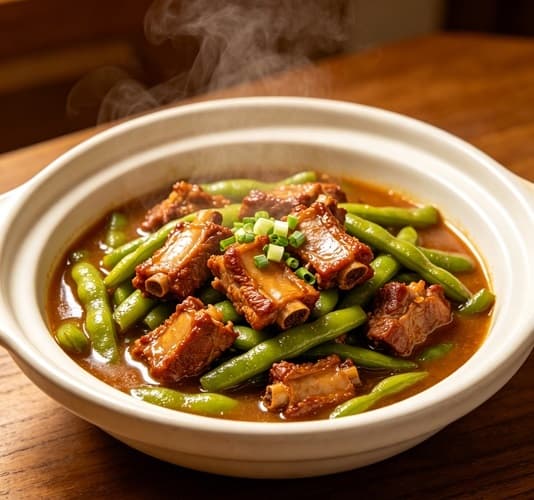 排骨炖油豆角