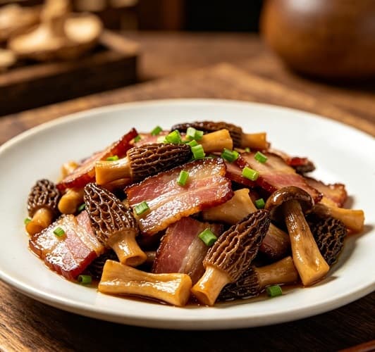 野生菌炒腊肉